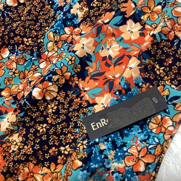 NWT EnRevelry Size 8 Blue and Orange Floral Midi Dress - Picture 10 of 12